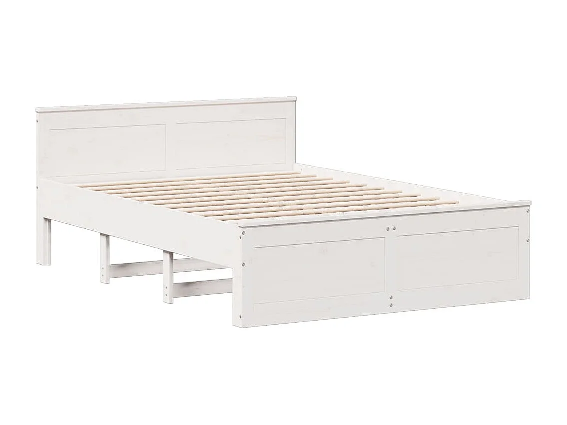 Cama con cabecero sin colchón madera maciza blanca 150x200 cm