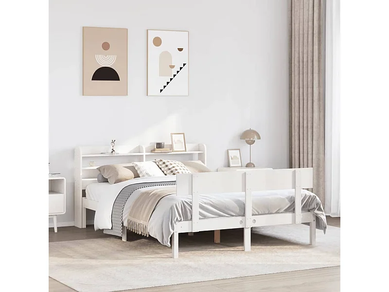 Cadre de lit sans matelas blanc 120x190 cm bois de pin massif