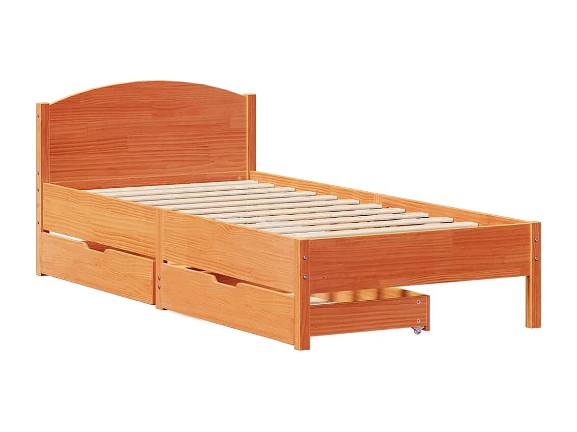 Cama sem colchão 90x200 cm pinho maciço castanho-mel