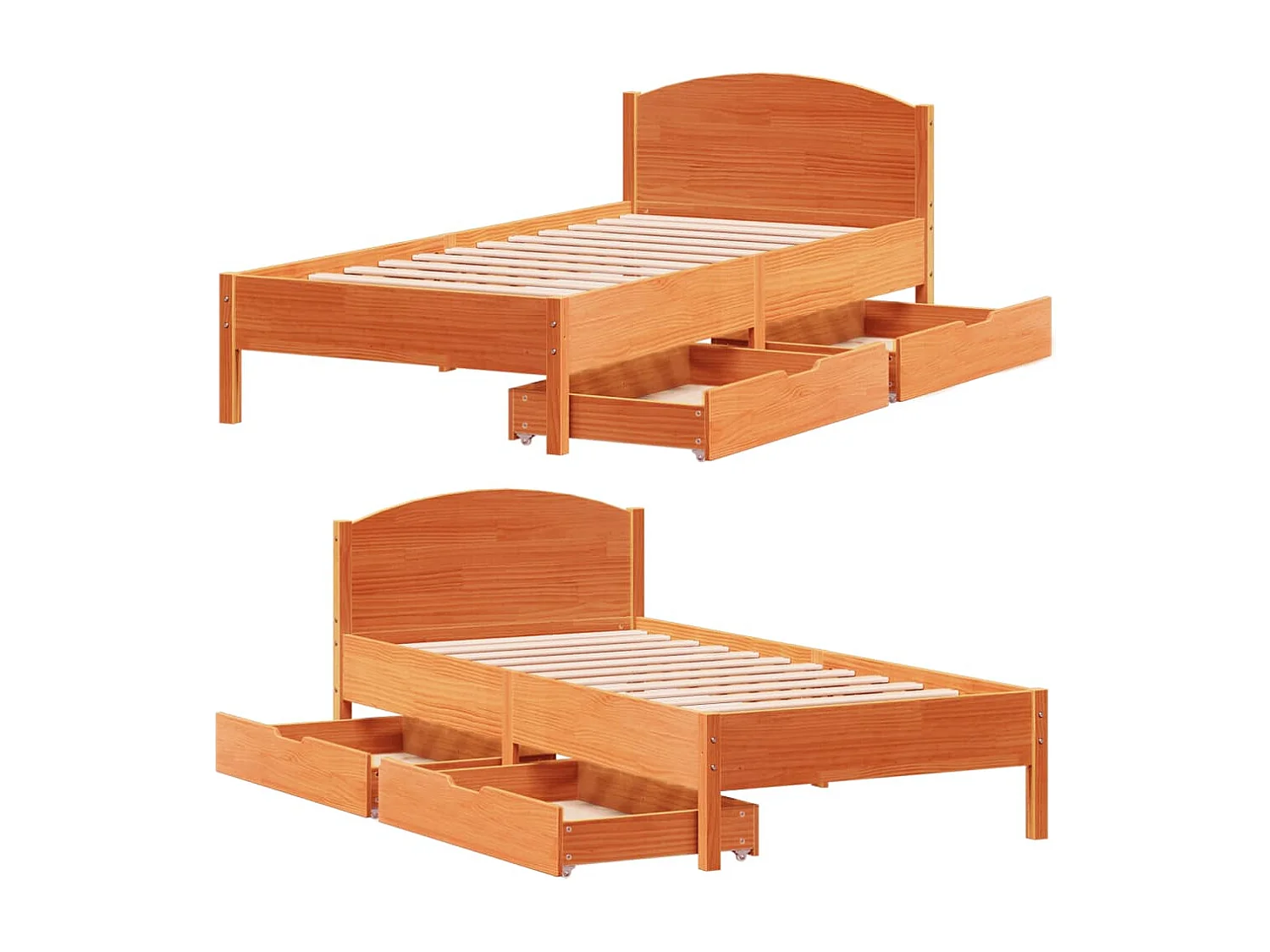 Cama sem colchão 90x200 cm pinho maciço castanho-mel