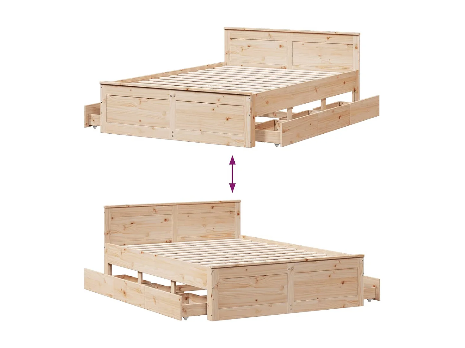 Cama sem colchão com cabeceira 160x200 cm pinho maciço