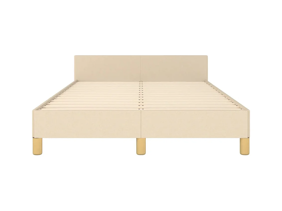 Estructura de cama con cabecero de tela color crema 120x200 cm