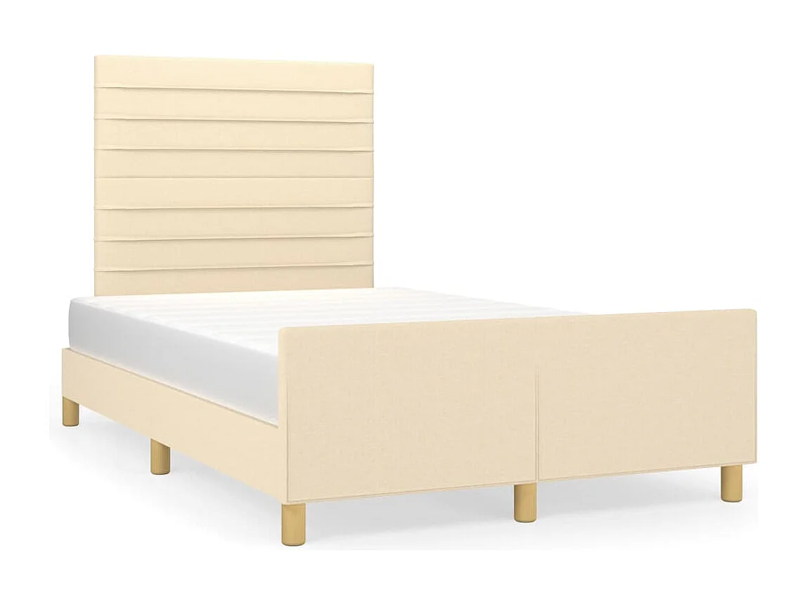 Estrutura de cama c/ cabeceira 120x200 cm tecido cor creme