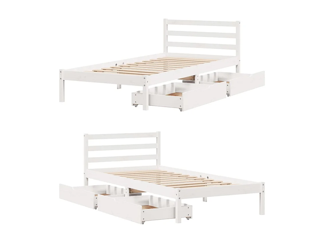 Estructura de cama sin colchón madera de pino blanca 90x200 cm
