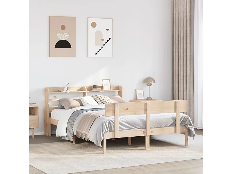 Estructura de cama sin colchón madera maciza de pino 140x190 cm