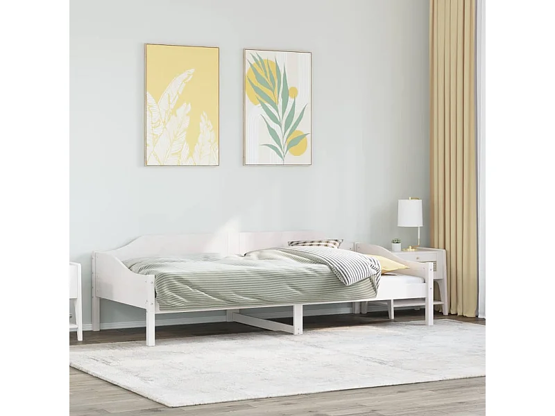 Cadre de lit sans matelas blanc 80x200 cm bois massif de pin