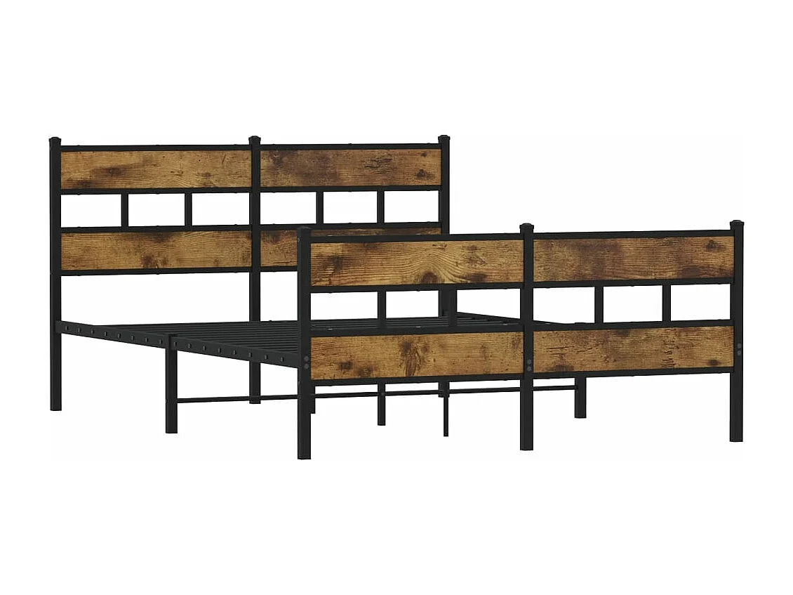 Cadre de lit en métal sans matelas chêne fumé 140x190 cm