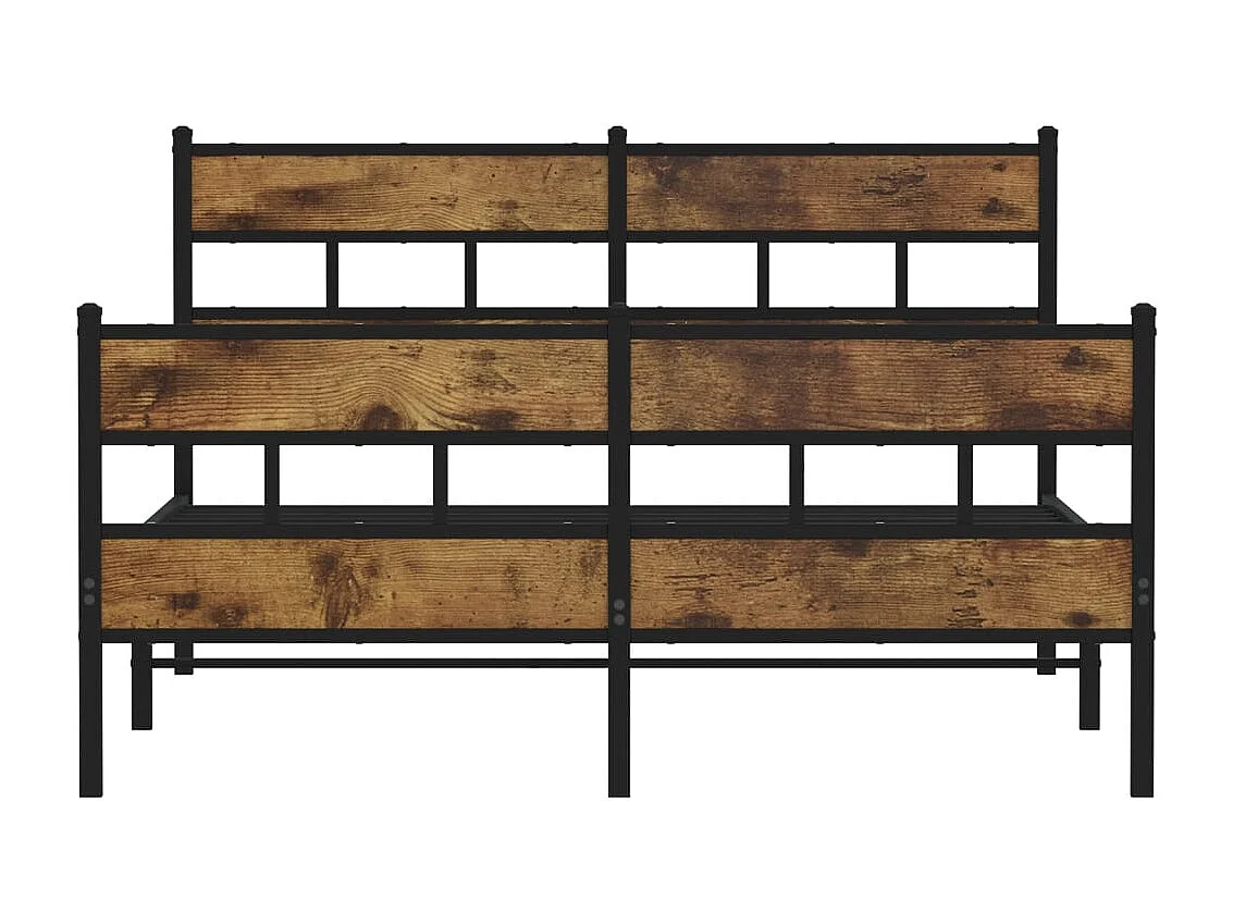 Cadre de lit en métal sans matelas chêne fumé 140x190 cm