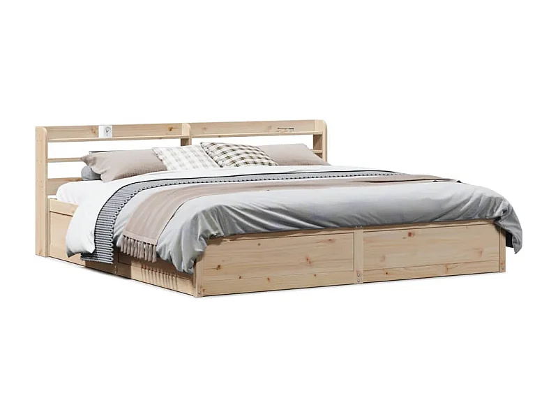 Estructura de cama con cabecero madera maciza pino 180x200 cm