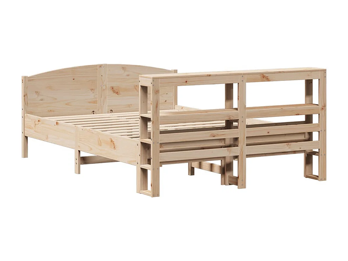 Estructura de cama sin colchón madera maciza de pino 140x190 cm