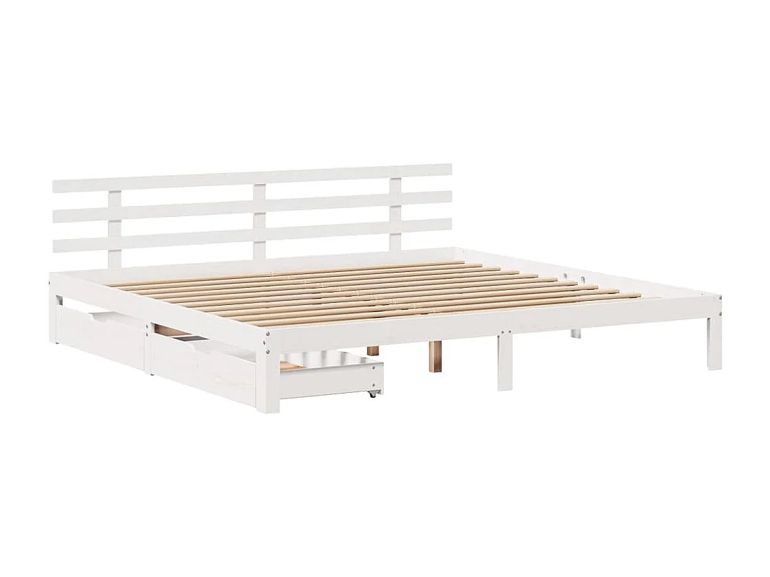 Estructura de cama cajones madera maciza pino blanco 180x200 cm