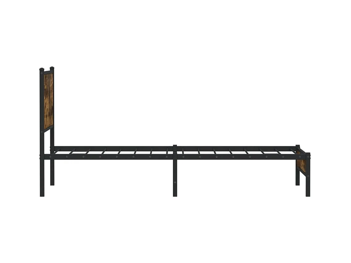 Cadre de lit en métal sans matelas chêne fumé 100x190 cm