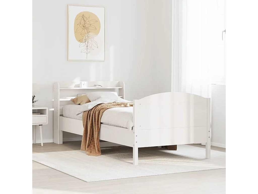 Estructura cama sin colchón madera maciza pino blanca 100x200cm