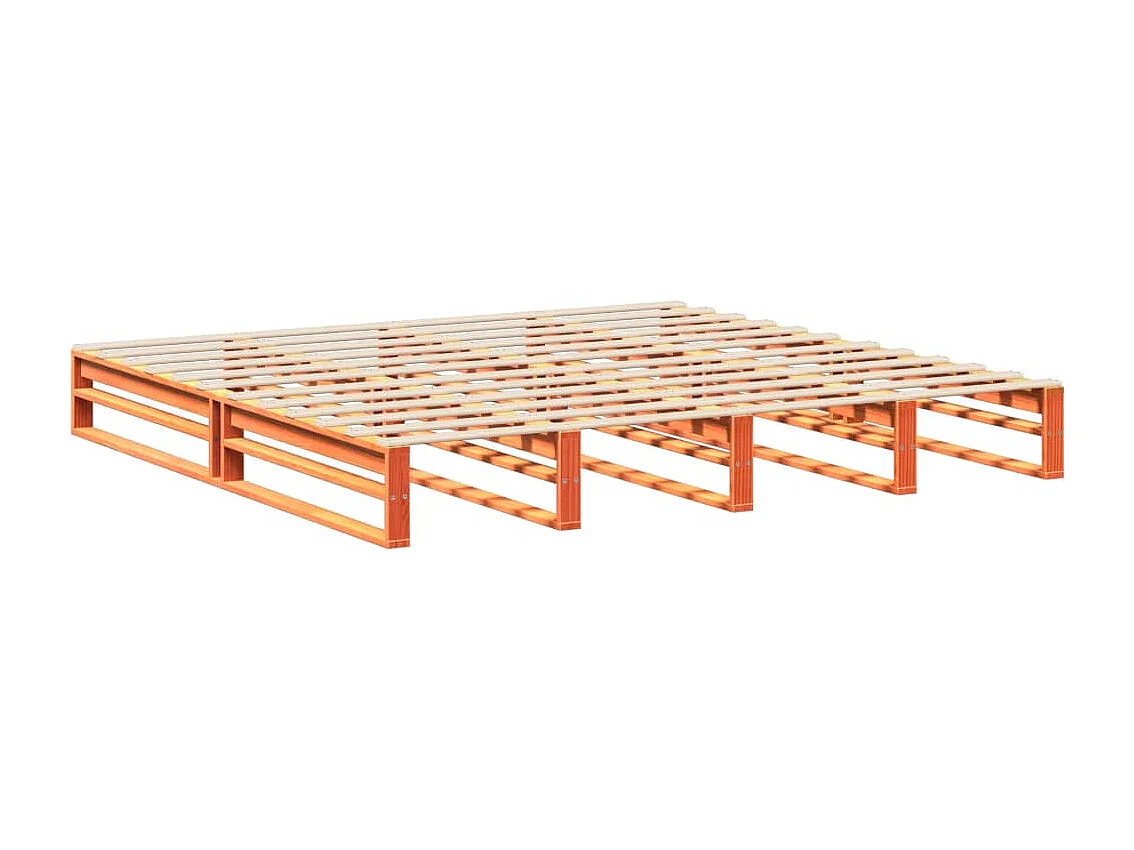 Cama sin colchón madera maciza de pino marrón cera 180x200 cm