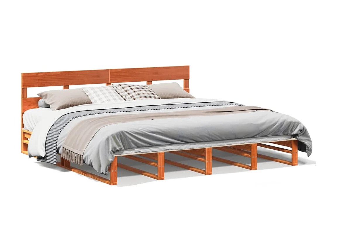 Cama sem colchão 180x200 cm pinho maciço castanho-mel