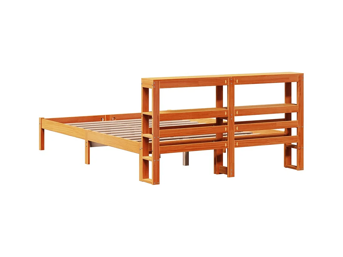Cadre de lit et tête de lit cire marron 120x200 cm bois de pin