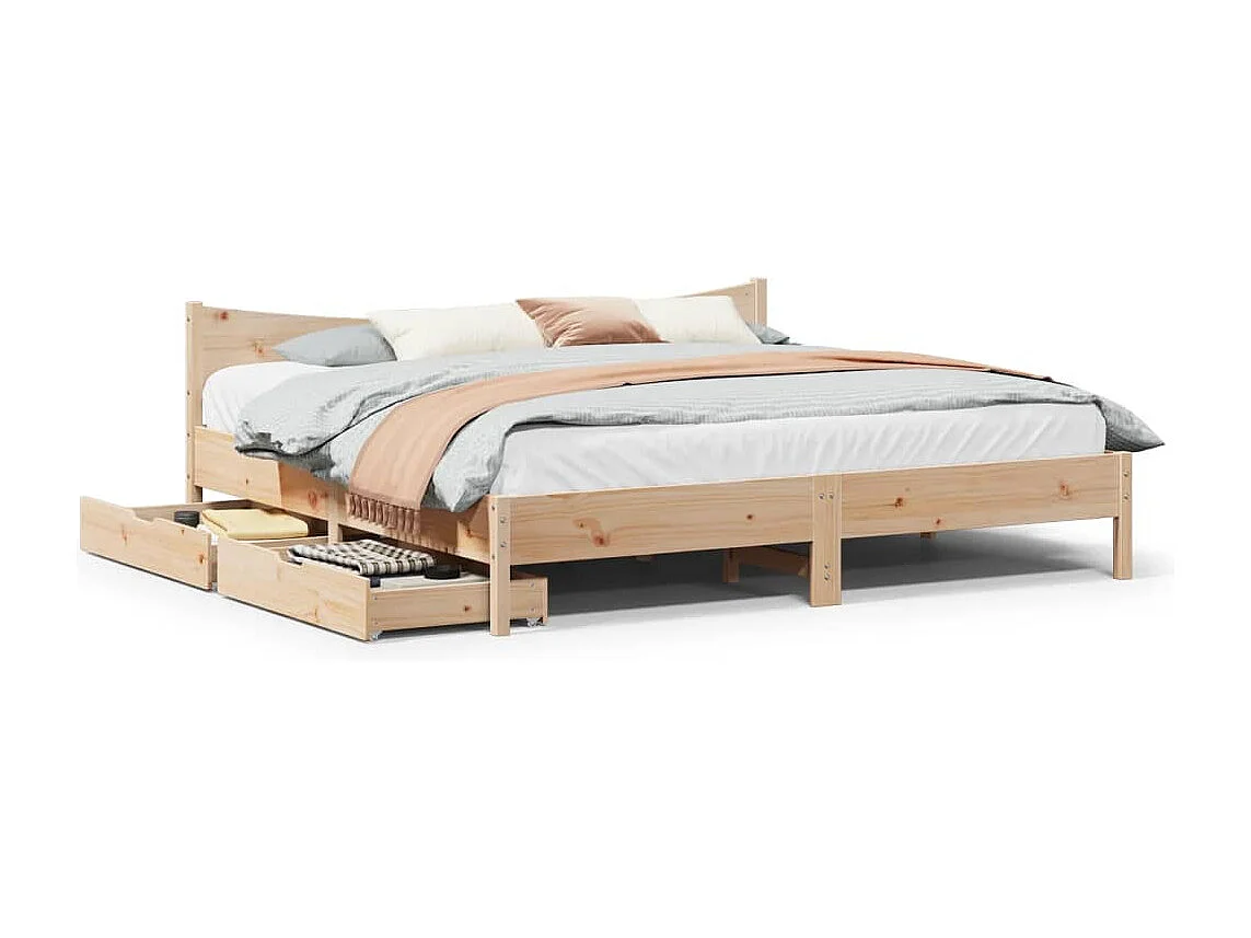 Estructura de cama con cajones madera maciza de pino 200x200 cm
