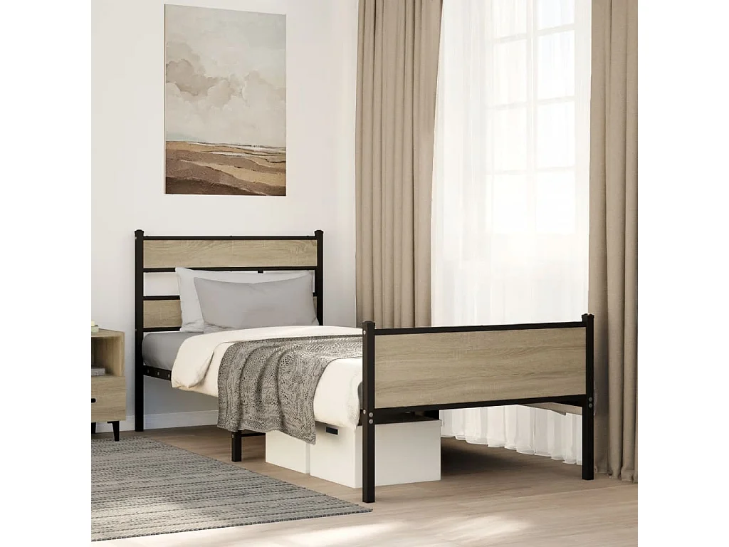 Cadre de lit sans matelas chêne sonoma 100x200 cm