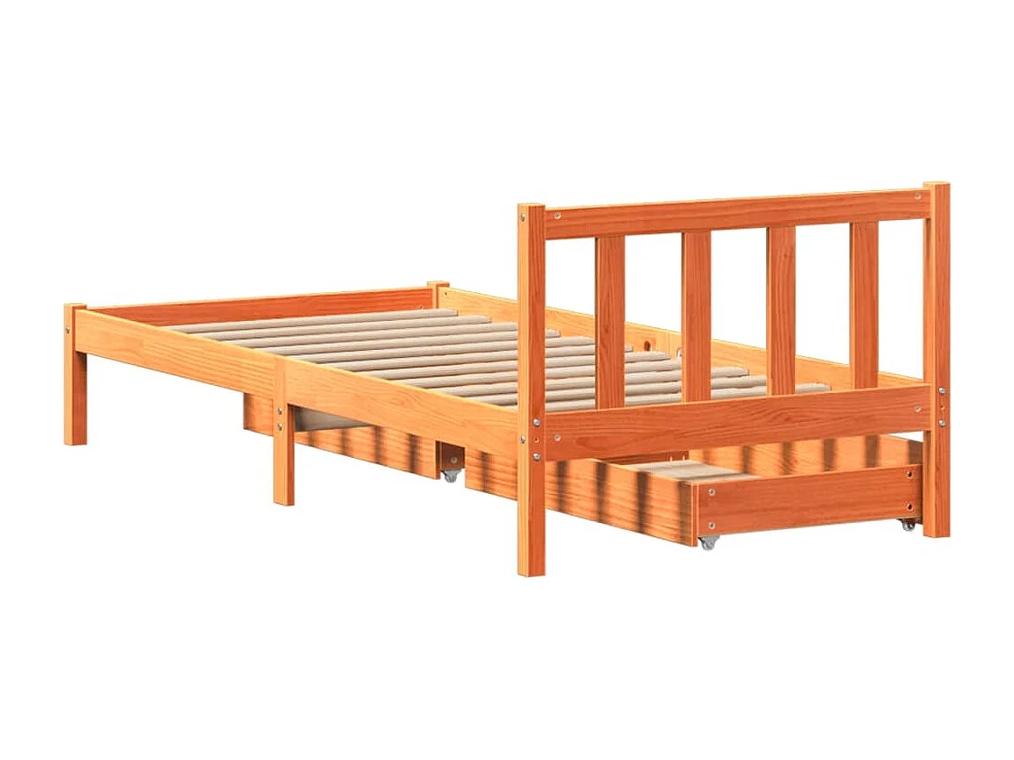 Cadre de lit sans matelas cire marron 90x190 cm bois pin massif