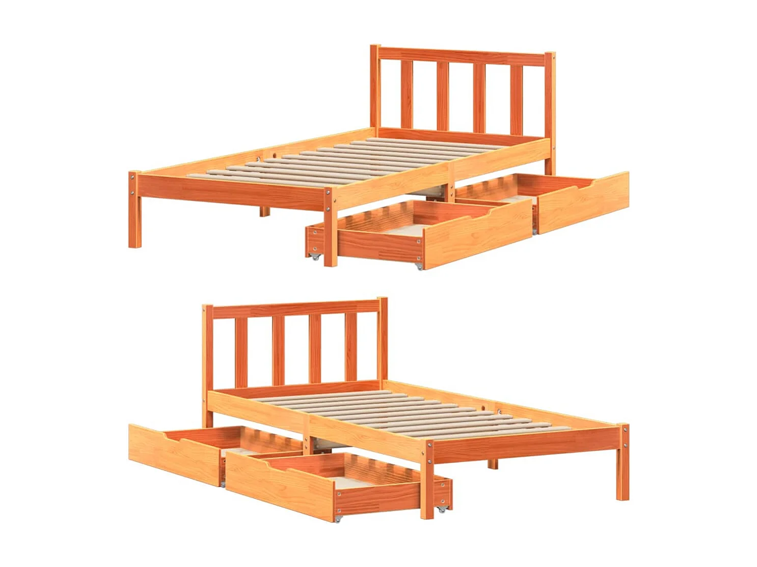 Cadre de lit sans matelas cire marron 90x190 cm bois pin massif