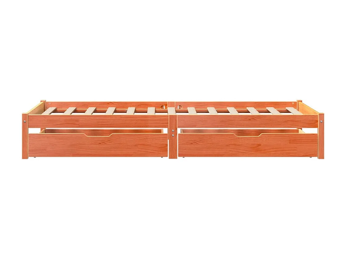 Cama sin colchón madera maciza de pino marrón cera 100x200 cm