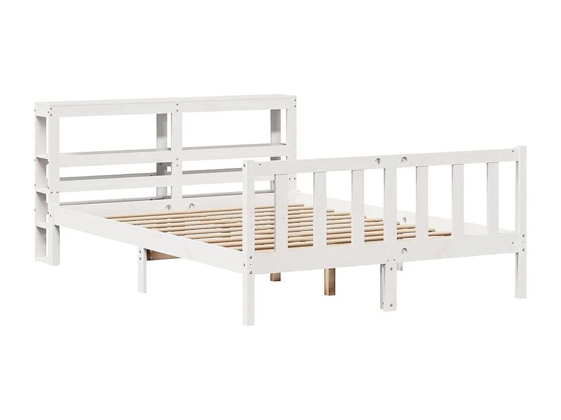 Cadre de lit sans matelas blanc 135x190 cm bois de pin massif