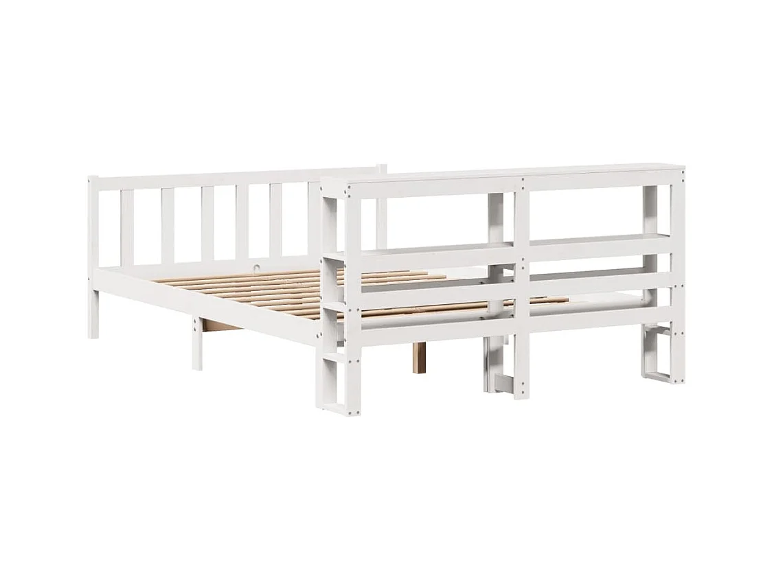 Cadre de lit sans matelas blanc 135x190 cm bois de pin massif