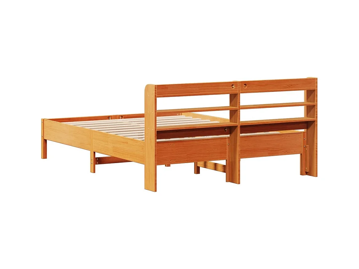 Cadre de lit sans matelas cire marron 140x200cm bois pin massif