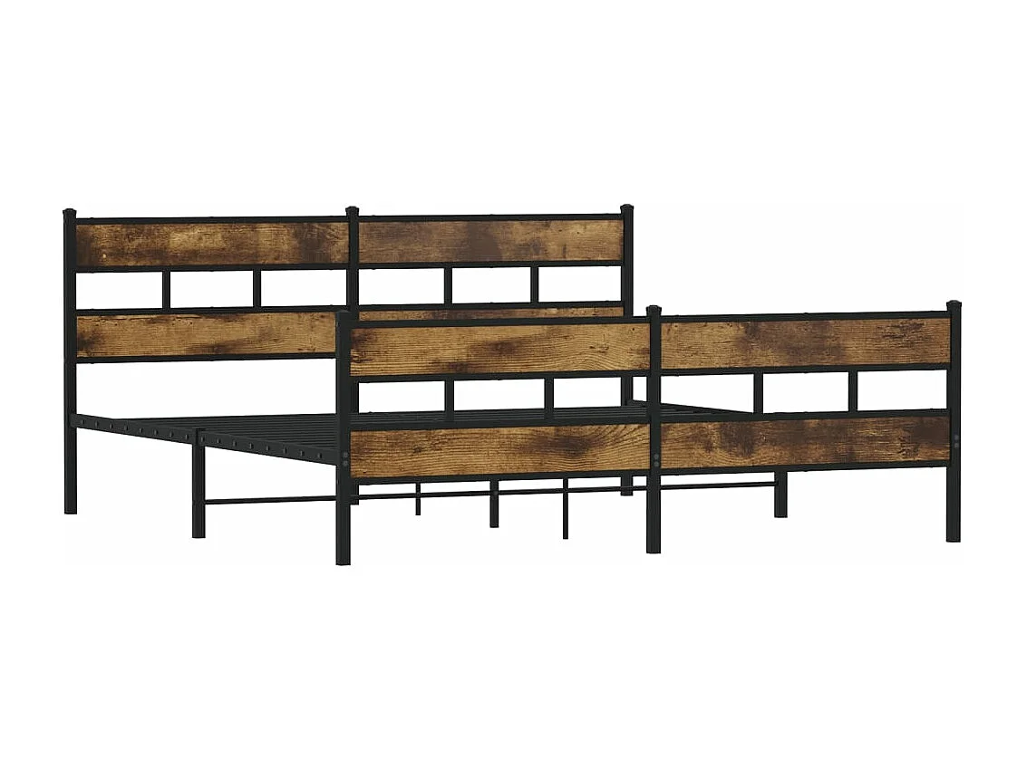 Cadre de lit en métal sans matelas chêne fumé 193x203 cm