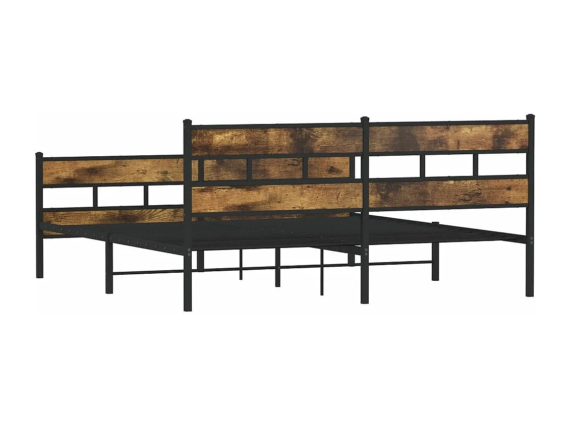 Cadre de lit en métal sans matelas chêne fumé 193x203 cm