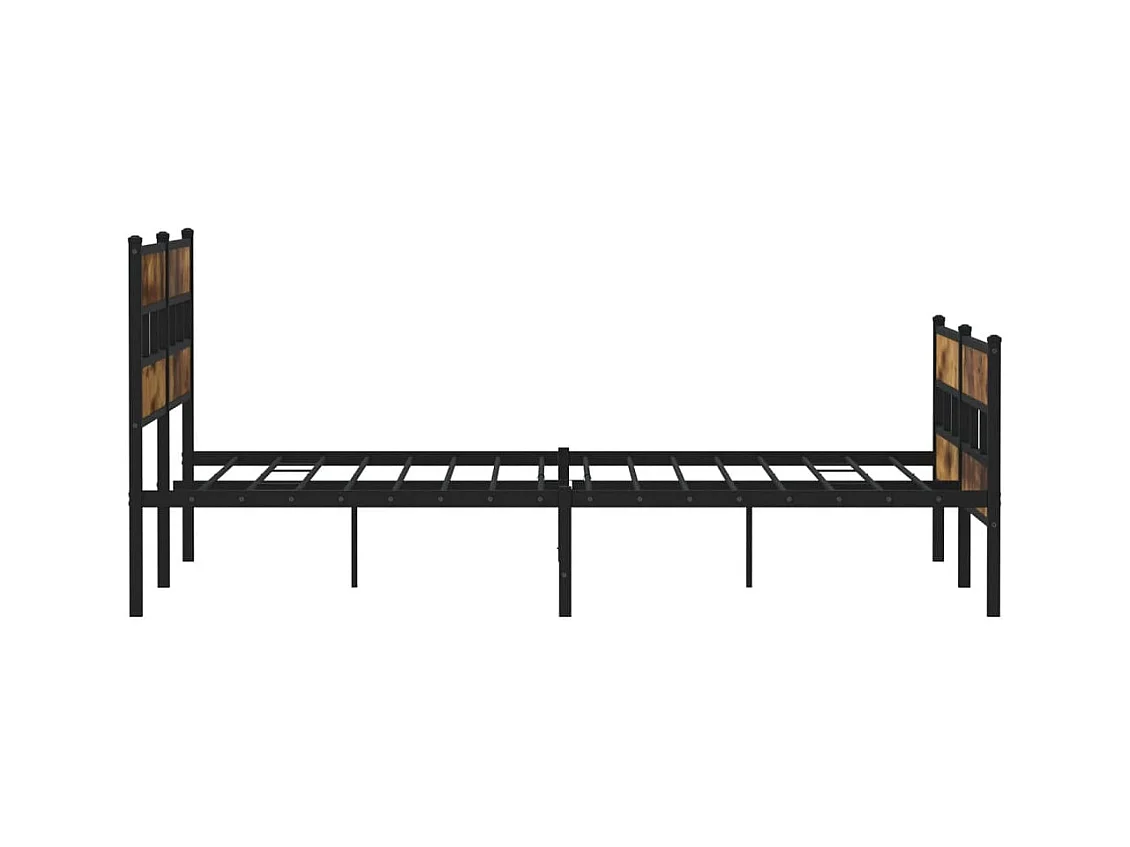 Cadre de lit en métal sans matelas chêne fumé 193x203 cm