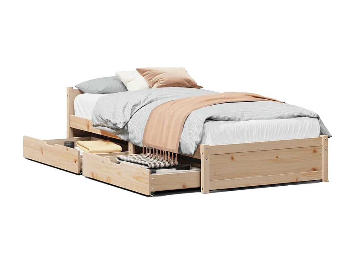 Estructura de cama sin colchón madera maciza de pino 90x200 cm