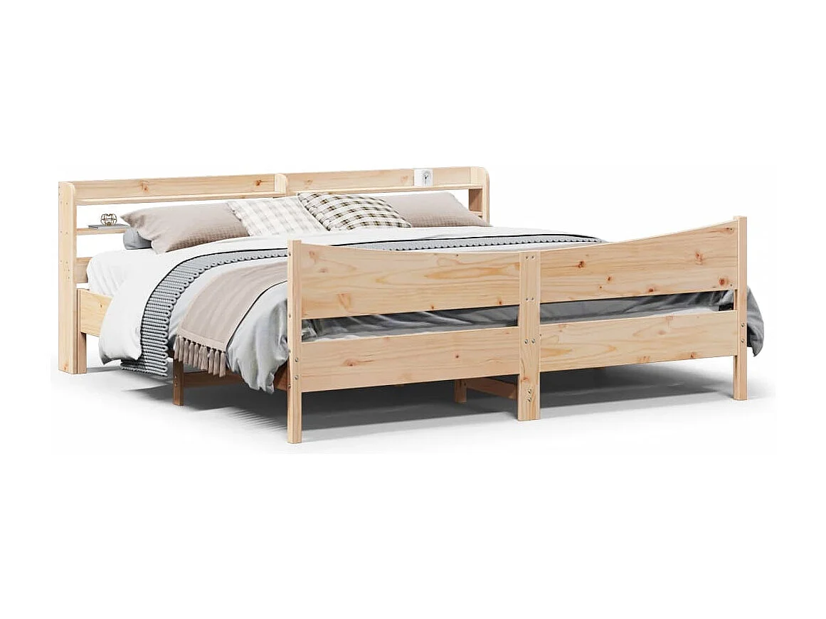 Estructura de cama con cabecero madera maciza pino 180x200 cm
