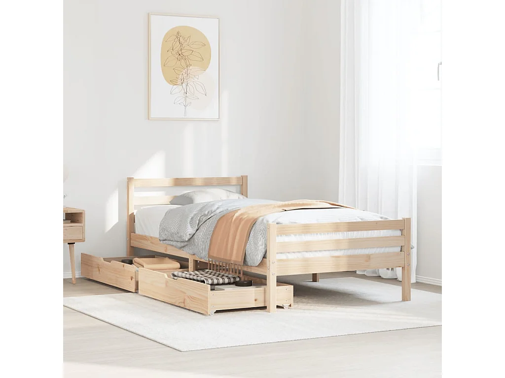 Estructura de cama sin colchón madera maciza de pino 100x200 cm