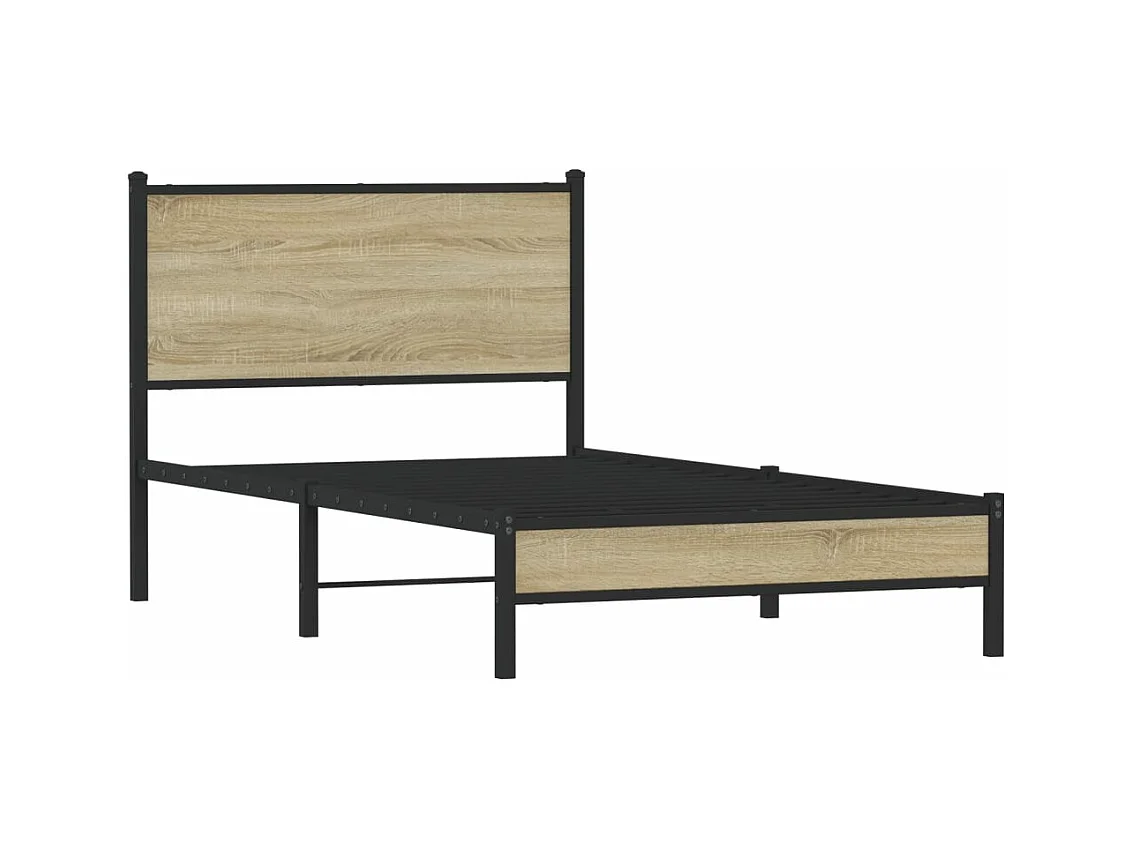 Estructura de cama sin colchón metal roble Sonoma 100x200 cm
