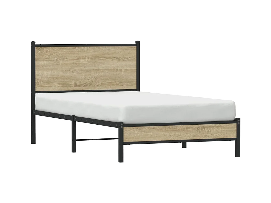 Estructura de cama sin colchón metal roble Sonoma 100x200 cm