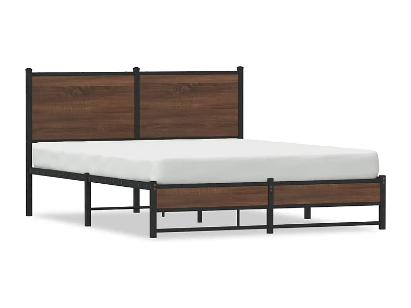 Estructura de cama con cabecero metal marrón roble 137x190 cm