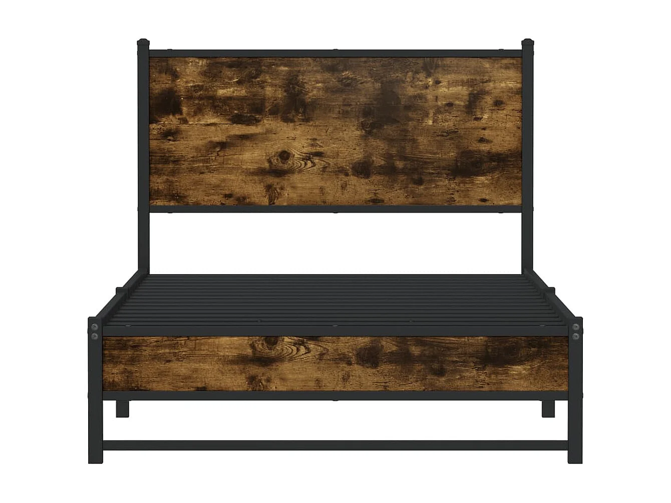 Cadre de lit en métal sans matelas chêne fumé 107x203 cm