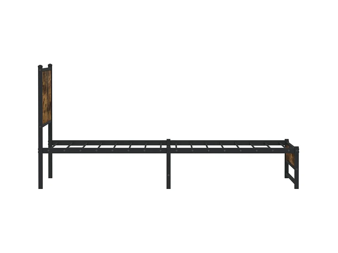 Cadre de lit en métal sans matelas chêne fumé 107x203 cm