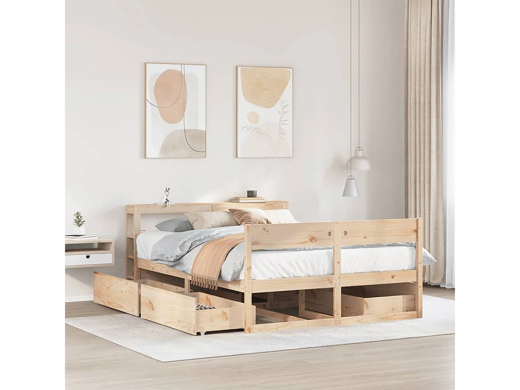 Cadre de lit sans matelas 140x200 cm bois massif de pin
