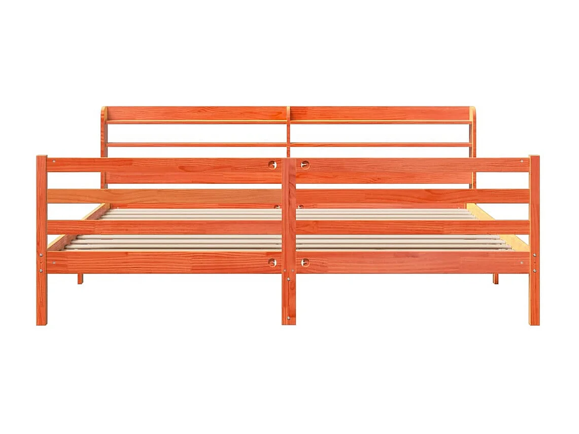 Cadre de lit sans matelas cire marron 180x200cm bois pin massif
