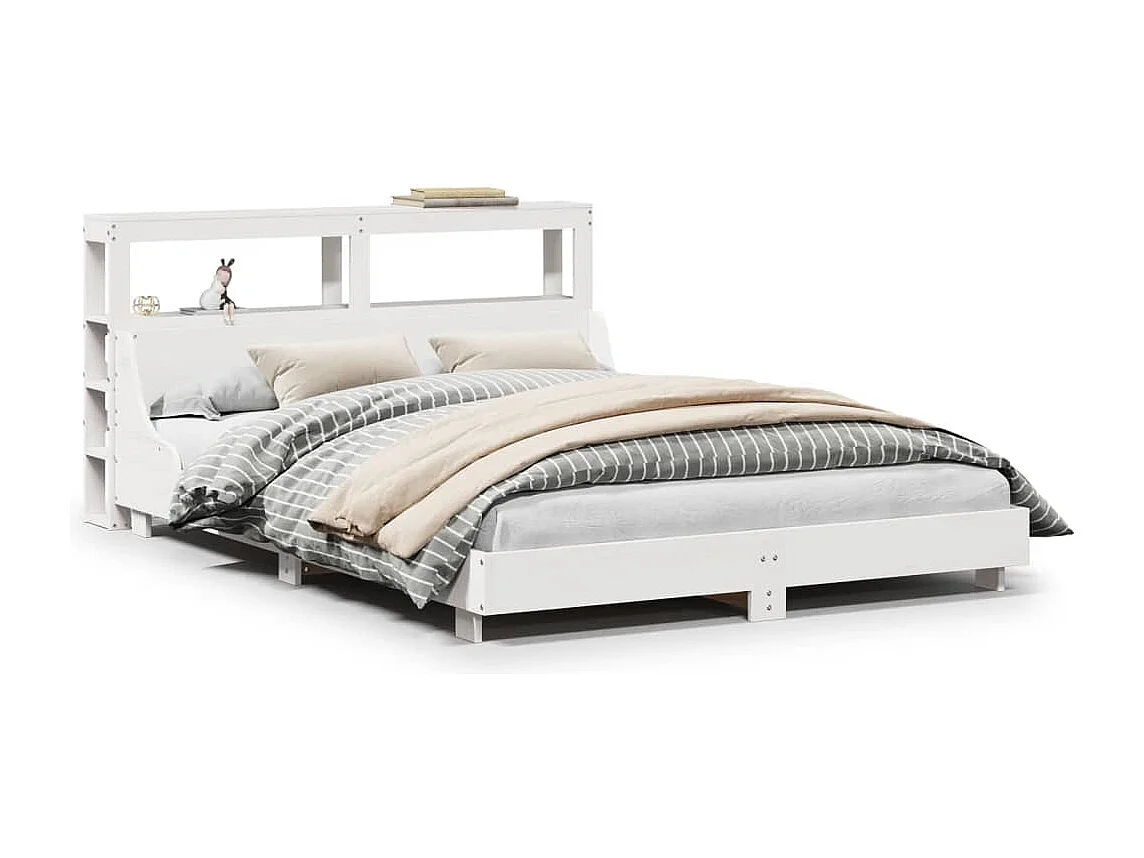 Cadre de lit sans matelas blanc 120x200 cm bois de pin massif