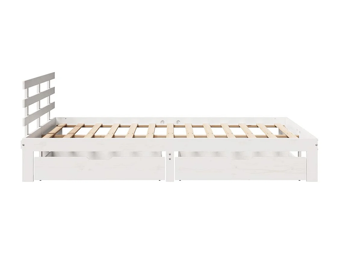 Cadre de lit avec tiroirs blanc 135x190 cm bois de pin massif