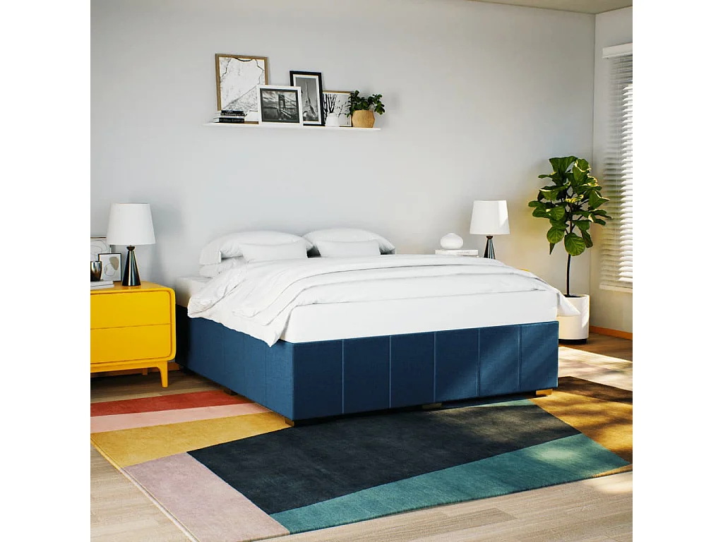 Cama sin colchón tela azul 180x200 cm