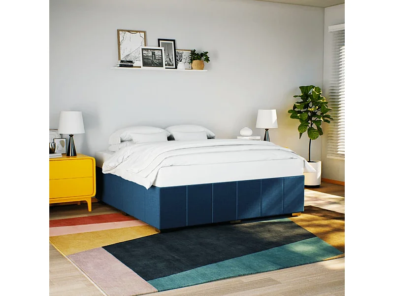 Cama sin colchón tela azul 180x200 cm