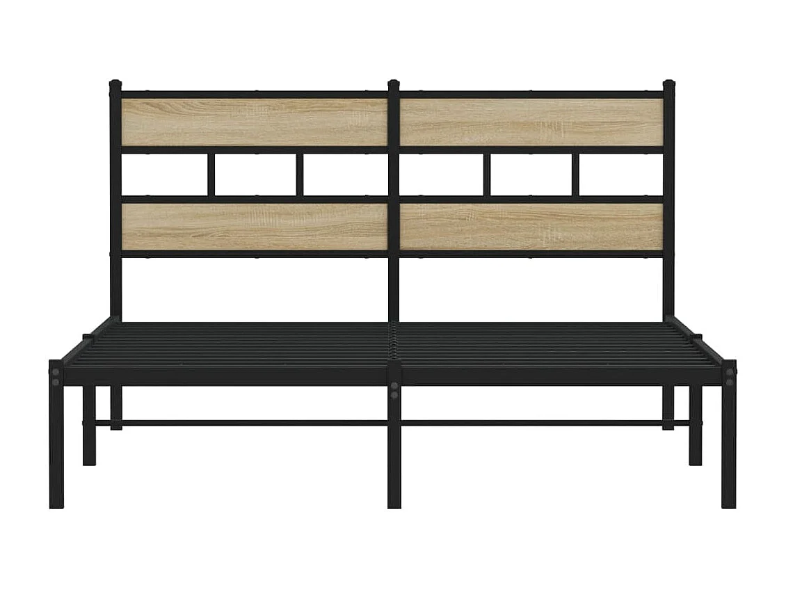 Estrutura de cama sem colchão 140x190 cm metal carvalho sonoma