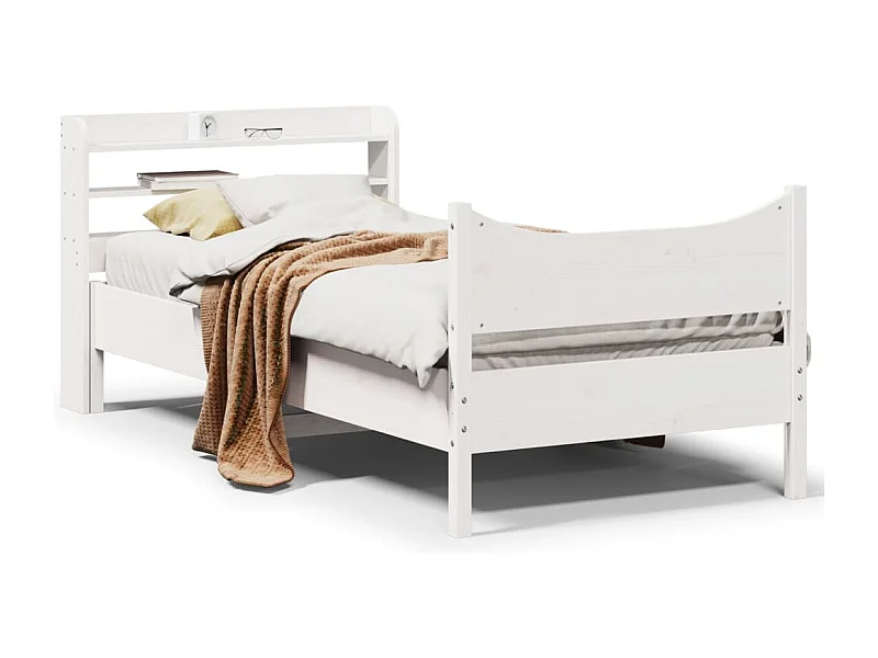 Estructura de cama con cabecero madera pino blanco 75x190 cm