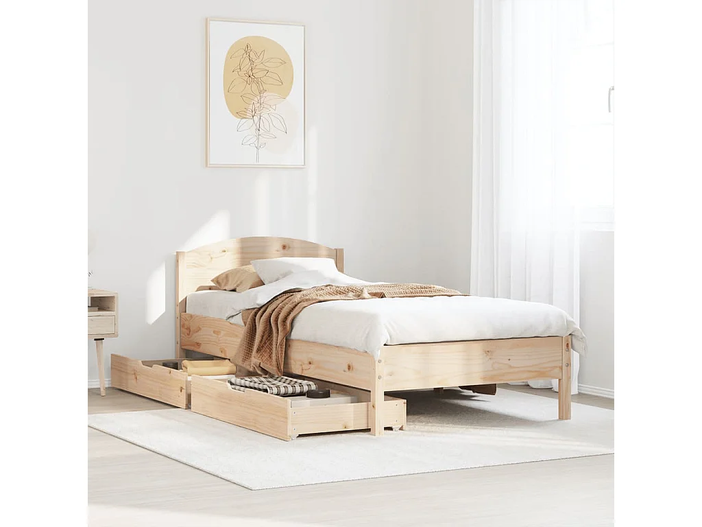 Estructura de cama sin colchón madera maciza de pino 100x200 cm