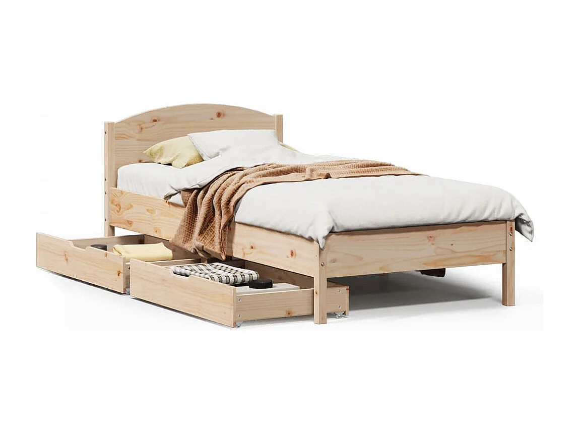 Estructura de cama sin colchón madera maciza de pino 100x200 cm