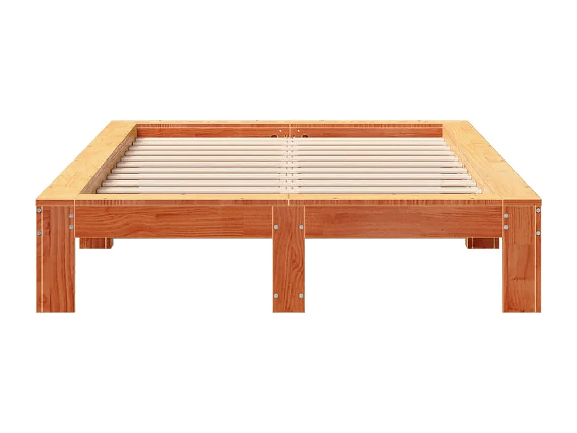 Cama sin colchón madera maciza de pino marrón cera 120x200 cm